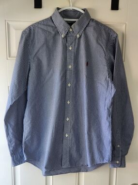 Ralph Lauren Blue & White Gingham Button-Down Shirt